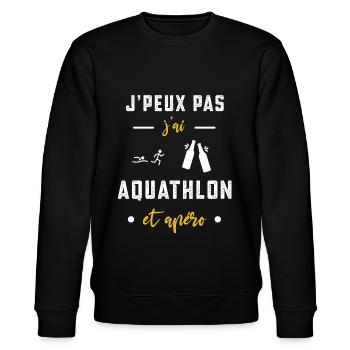 je peux pas j'ai aquathlon apéro humour - Sweat bio CHANGER Stanley/Stella Unisexe - noir - Devant - Nik (191cm) & Marisol (170cm)