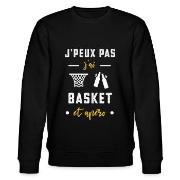 je peux pas j'ai basket apéro humour - Sweat bio CHANGER Stanley/Stella Unisexe - noir - Devant - Nik (191cm) & Marisol (170cm)