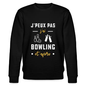 je peux pas j'ai bowling quilles apéro humour - Sweat bio CHANGER Stanley/Stella Unisexe - noir - Devant - Nik (191cm) & Marisol (170cm)