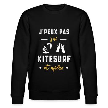 je peux pas j'ai Kitesurf apéro humour - Sweat bio CHANGER Stanley/Stella Unisexe - noir - Devant - Nik (191cm) & Marisol (170cm)