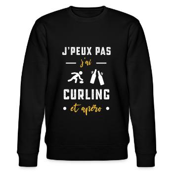 je peux pas j'ai curling apéro humour - Sweat bio CHANGER Stanley/Stella Unisexe - noir - Devant - Nik (191cm) & Marisol (170cm)