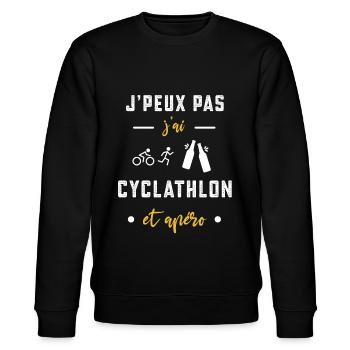 je peux pas j'ai cyclathlon apéro humour - Sweat bio CHANGER Stanley/Stella Unisexe - noir - Devant - Nik (191cm) & Marisol (170cm)
