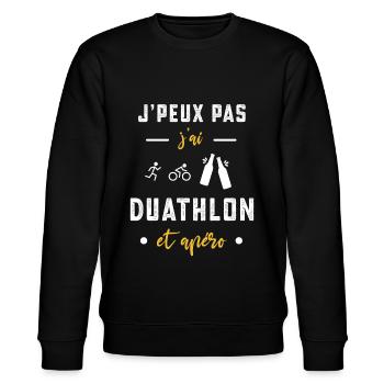 je peux pas j'ai duathlon apéro humour - Sweat bio CHANGER Stanley/Stella Unisexe - noir - Devant - Nik (191cm) & Marisol (170cm)