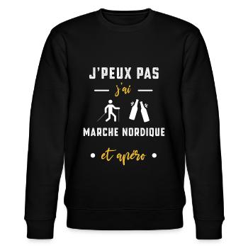 je peux pas j'ai marche nordique apéro humour - Sweat bio CHANGER Stanley/Stella Unisexe - noir - Devant - Nik (191cm) & Marisol (170cm)