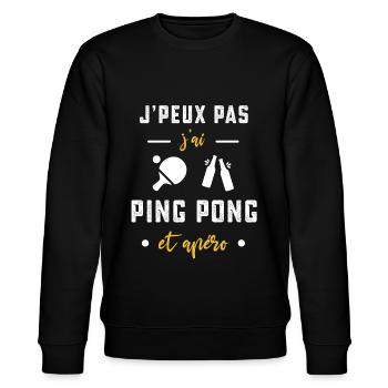 je peux pas j'ai ping pong raquette apéro humour - Sweat bio CHANGER Stanley/Stella Unisexe - noir - Devant - Nik (191cm) & Marisol (170cm)