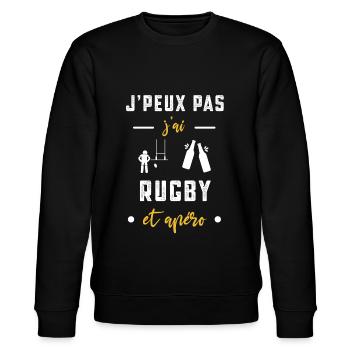 je peux pas j'ai rugby apéro humour - Sweat bio CHANGER Stanley/Stella Unisexe - noir - Devant - Nik (191cm) & Marisol (170cm)
