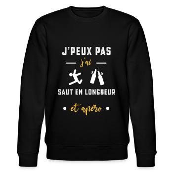 je peux pas j'ai saut en longueur apéro humour - Sweat bio CHANGER Stanley/Stella Unisexe - noir - Devant - Nik (191cm) & Marisol (170cm)