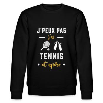 je peux pas j'ai tennis raquette apéro humour - Sweat bio CHANGER Stanley/Stella Unisexe - noir - Devant - Nik (191cm) & Marisol (170cm)