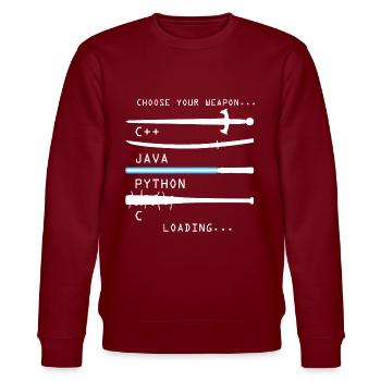 Programmieren - Stanley/Stella Unisex Bio-Sweatshirt CHANGER  - Burgunderrot - Vorne - Nik (191cm) & Marisol (170cm)