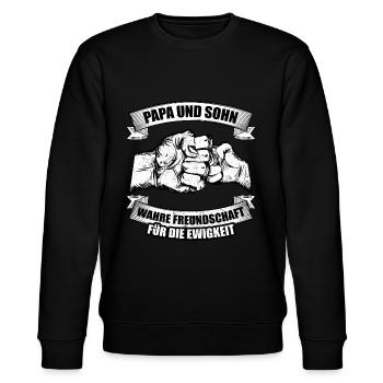 Papa Vater und Sohn - Stanley/Stella Unisex Bio-Sweatshirt CHANGER  - Schwarz - Vorne - Nik (191cm) & Marisol (170cm)