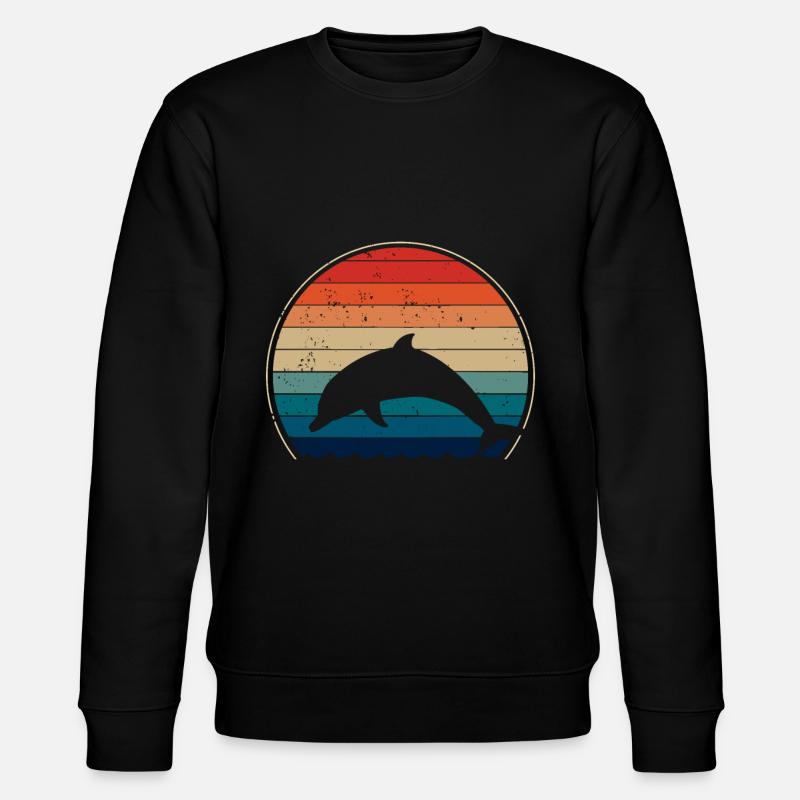 Dolphin dolphins retro - Stanley/Stella CHANGER Unisex Organic Sweatshirt - black