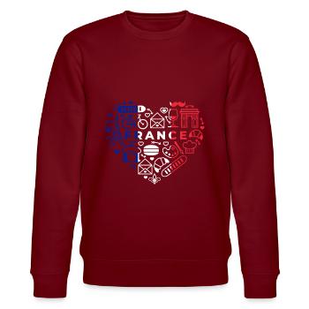 Frankreich - Stanley/Stella Unisex Bio-Sweatshirt CHANGER  - Burgunderrot - Vorne - Nik (191cm) & Marisol (170cm)