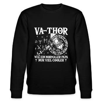 Vathor Va-Thor Wikinger Normaler Papa Vatertag - Stanley/Stella Unisex Bio-Sweatshirt CHANGER  - Schwarz - Vorne - Nik (191cm) & Marisol (170cm)