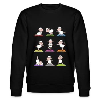 Yoga Schaf Meditation Yogi Namaste Geschenk - Stanley/Stella Unisex Bio-Sweatshirt CHANGER  - Schwarz - Vorne - Nik (191cm) & Marisol (170cm)