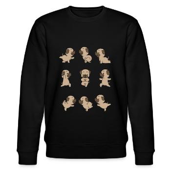 Yoga Pug Meditation Yogi Namaste Gift - Stanley/Stella CHANGER Unisex Organic Sweatshirt - black - Front - Nik (191cm) & Marisol (170cm)
