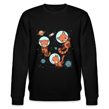 Roter Panda Astronaut Weltraum Raumfahrt Geschenk - Stanley/Stella Unisex Bio-Sweatshirt CHANGER  - Schwarz - Vorne - Nik (191cm) & Marisol (170cm)