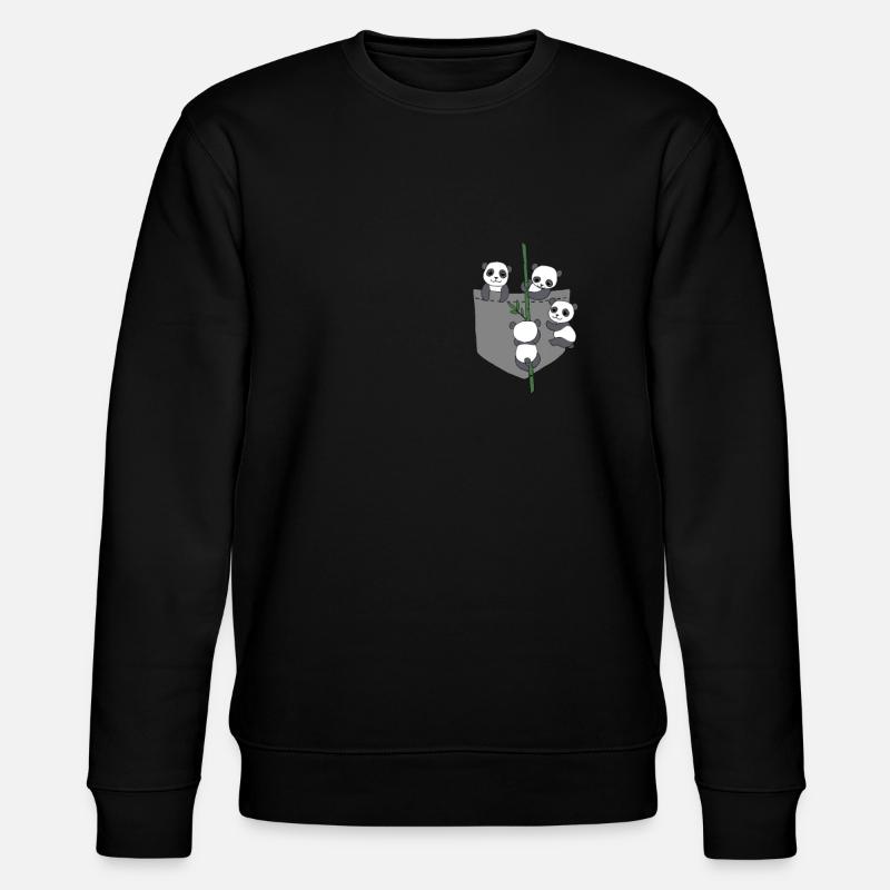 Panda in Brusttasche - Stanley/Stella Unisex Bio-Sweatshirt CHANGER  - Schwarz