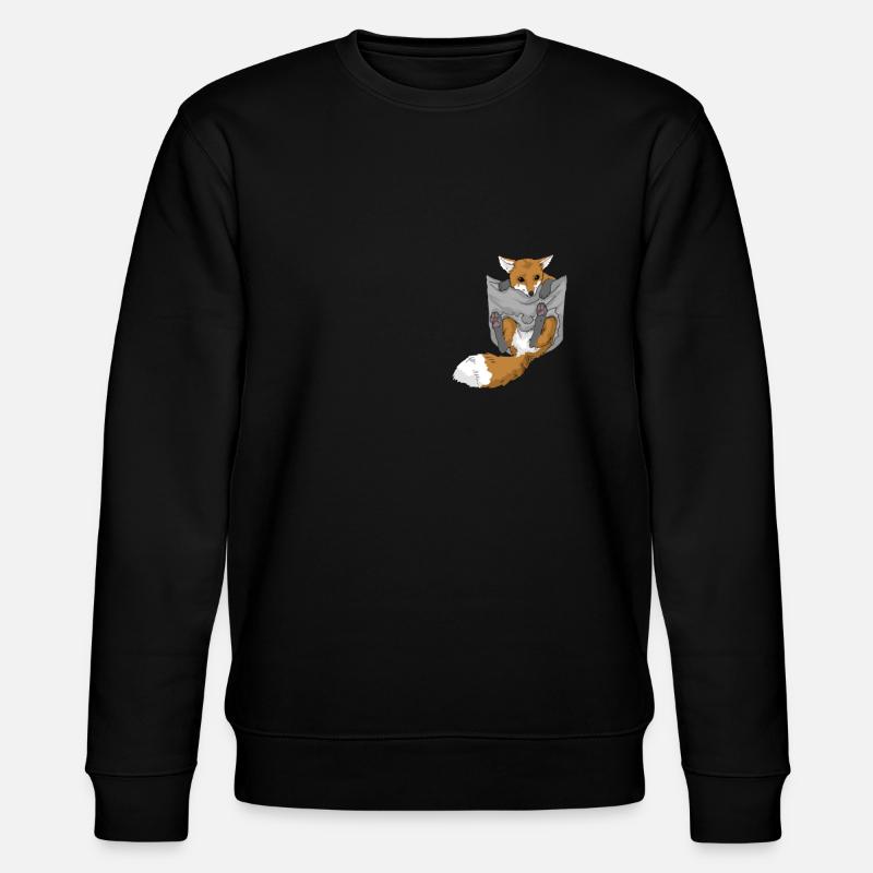Fuchs in Brusttasche - Stanley/Stella Unisex Bio-Sweatshirt CHANGER  - Schwarz