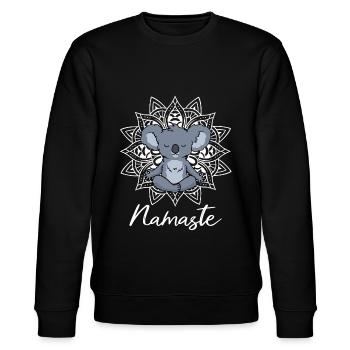 Koala Yoga Meditation Yogi Namaste Geschenk - Stanley/Stella Unisex Bio-Sweatshirt CHANGER  - Schwarz - Vorne - Nik (191cm) & Marisol (170cm)