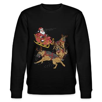 Deutscher Schäferhund Weihnachten - Stanley/Stella Unisex Bio-Sweatshirt CHANGER  - Schwarz - Vorne - Nik (191cm) & Marisol (170cm)