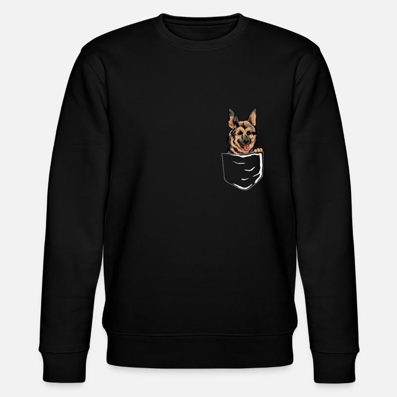 Chien de berger allemand dans la poche de poitrine - Sweat bio CHANGER Stanley/Stella Unisexe - noir