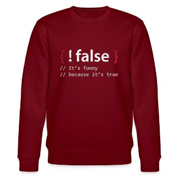 Coder PC programmer - Stanley/Stella CHANGER Unisex Organic Sweatshirt - burgundy - Front - Nik (191cm) & Marisol (170cm)