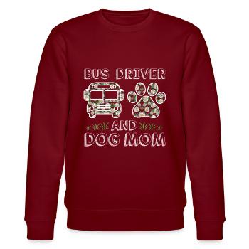 Bus Driver And Dog Mom Cute Flowers Gift For Women - Stanley/Stella Unisex Bio-Sweatshirt CHANGER  - Burgunderrot - Vorne - Nik (191cm) & Marisol (170cm)