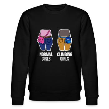 Klettern Bouldern Climbing Girl - Stanley/Stella Unisex Bio-Sweatshirt CHANGER  - Schwarz - Vorne - Nik (191cm) & Marisol (170cm)
