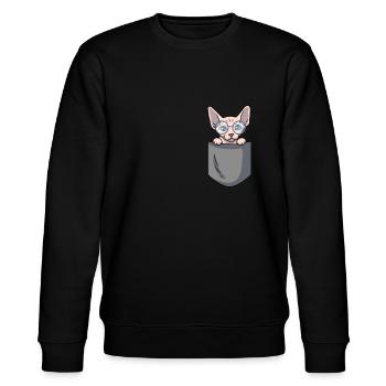 Sphynx kattelomme Sphynx kat gave - Stanley/Stella økologisk unisex-sweatshirt CHANGER  - sort - Foran - Nik (191cm) & Marisol (170cm)