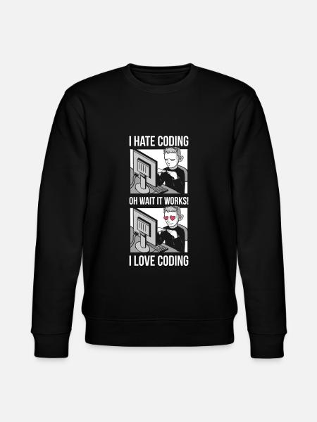I Love Coding Programmieren Geschenk - Stanley/Stella Unisex Bio-Sweatshirt CHANGER  - Schwarz