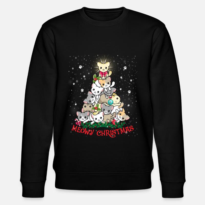 Meowy Christmas Tree - Stanley/Stella Unisex Bio-Sweatshirt CHANGER  - Schwarz