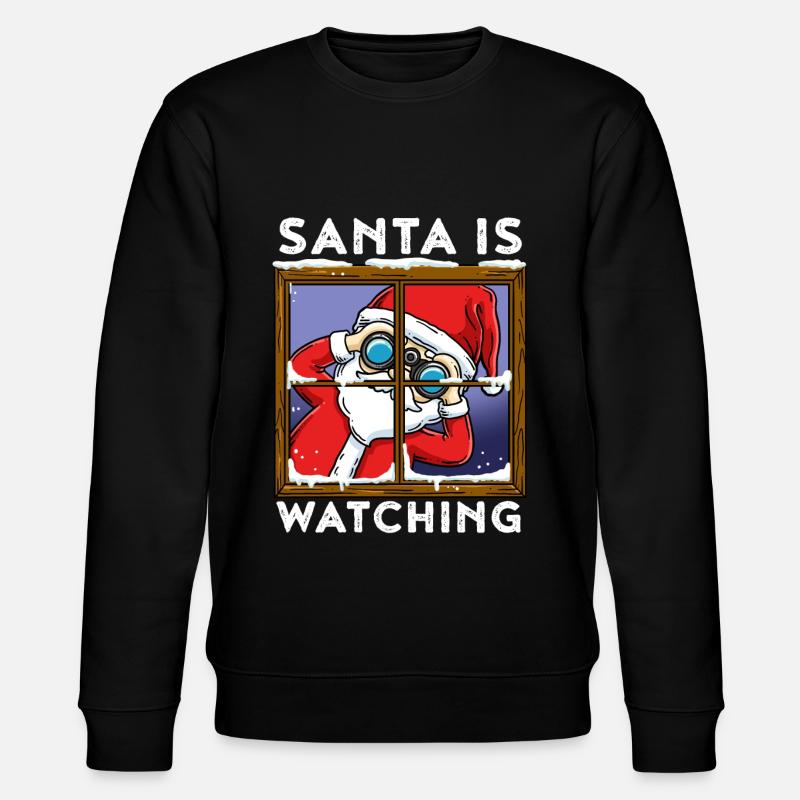 Santa Is Watching Weihnachtsmann Geschenk - Stanley/Stella Unisex Bio-Sweatshirt CHANGER  - Schwarz