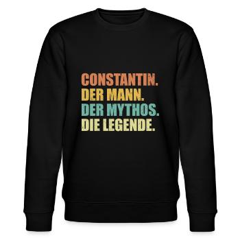Constantin Name Mythos Legende Spruch Geschenk - Stanley/Stella Unisex Bio-Sweatshirt CHANGER  - Schwarz - Vorne - Nik (191cm) & Marisol (170cm)