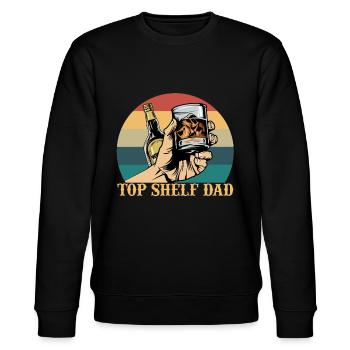 Top Shelf Dad Whiskey Lovers Fathers Day - Stanley/Stella CHANGER Unisex Organic Sweatshirt - black - Front - Nik (191cm) & Marisol (170cm)