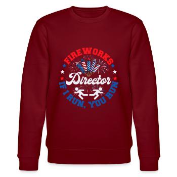 Fireworks Director Funny Party Independence Day - Stanley/Stella Unisex Bio-Sweatshirt CHANGER  - Burgunderrot - Vorne - Nik (191cm) & Marisol (170cm)