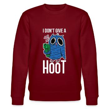I Dont Give A Hoot Owl Gift - Stanley/Stella CHANGER Unisex Organic Sweatshirt - burgundy - Front - Nik (191cm) & Marisol (170cm)