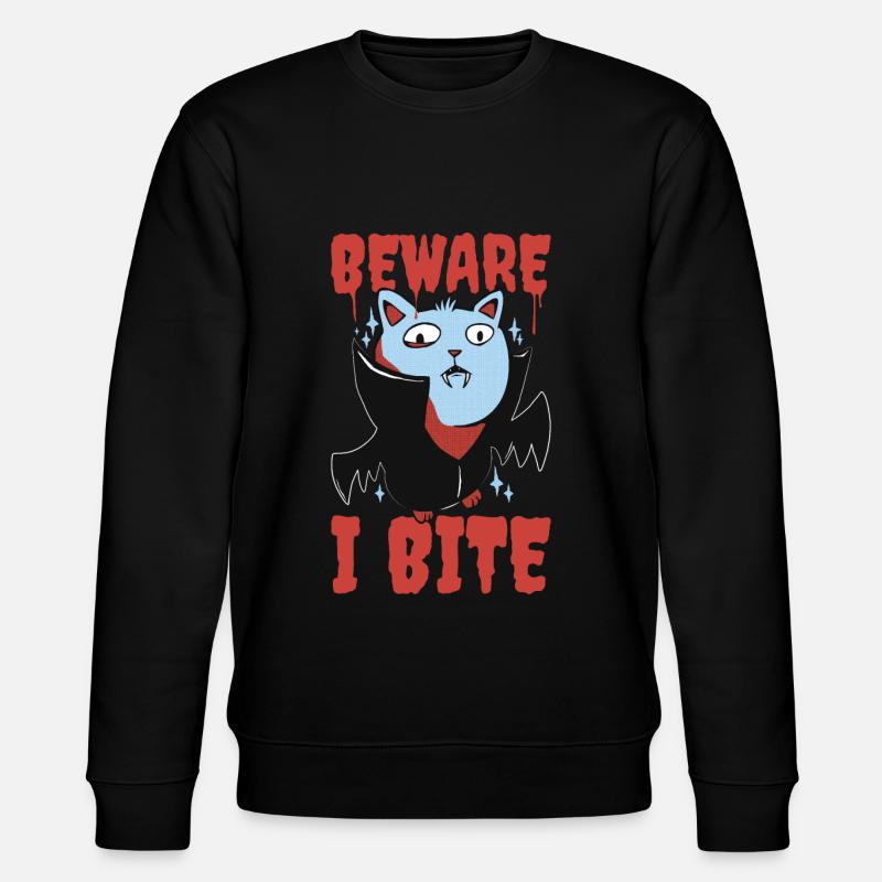 Beware I Bite Vampir Geschenk - Stanley/Stella Unisex Bio-Sweatshirt CHANGER  - Schwarz