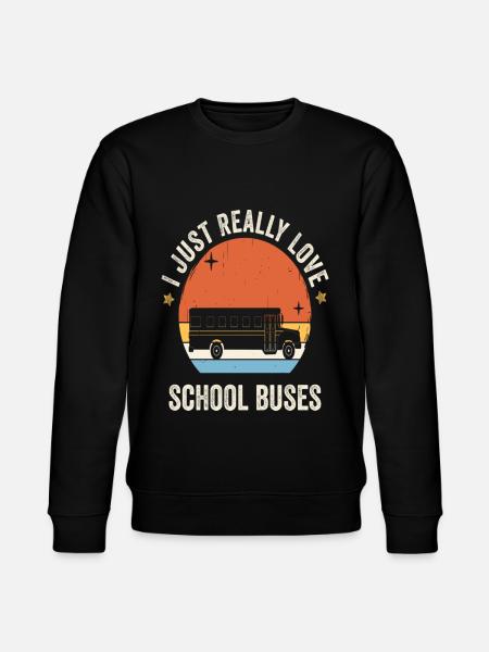 I Just Really Love School Buses Retro Vintage - Stanley/Stella CHANGER Unisex Organic Sweatshirt - black