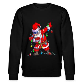 Christmas Lights Dabbing Santa - Stanley/Stella Unisex Bio-Sweatshirt CHANGER  - Schwarz - Vorne - Nik (191cm) & Marisol (170cm)