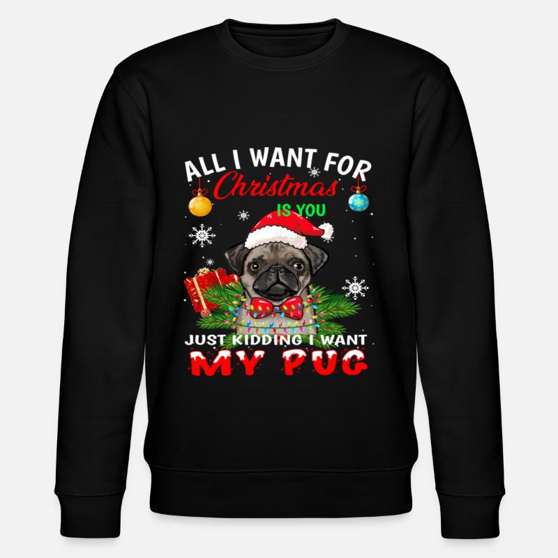 Cute Christmas Pug - Stanley/Stella Unisex Bio-Sweatshirt CHANGER  - Schwarz