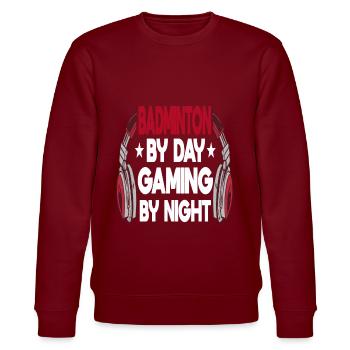 Badminton Gamer Videospiel Zocken Daddeln Geschenk - Stanley/Stella Unisex Bio-Sweatshirt CHANGER  - Burgunderrot - Vorne - Nik (191cm) & Marisol (170cm)