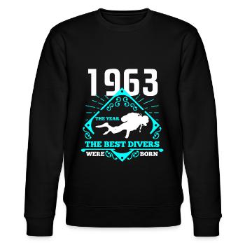 Taucher 1963 Geschenk Tauchen Geburtstagsgeschenk - Stanley/Stella Unisex Bio-Sweatshirt CHANGER  - Schwarz - Vorne - Nik (191cm) & Marisol (170cm)