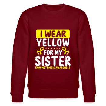 Sœur Ruban Jaune Double Endométriose Sensibilisation - Sweat bio CHANGER Stanley/Stella Unisexe - bordeaux - Devant - Nik (191cm) & Marisol (170cm)