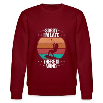 Kitesurfing Sorry Im late there Wind KiteboarderKi - Stanley/Stella CHANGER Unisex Organic Sweatshirt - burgundy - Front - Nik (191cm) & Marisol (170cm)