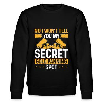Gold Panner Secret Panning Spot Miner Prospector - Stanley/Stella Unisex Bio-Sweatshirt CHANGER  - Schwarz - Vorne - Nik (191cm) & Marisol (170cm)