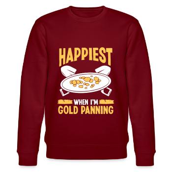 Gold Panner Happiest when Im Panning MinerGold Pan - Stanley/Stella Unisex Bio-Sweatshirt CHANGER  - Burgunderrot - Vorne - Nik (191cm) & Marisol (170cm)