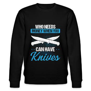 Knife Maker Humor Bladesmithing Blade Collector - Stanley/Stella Unisex Bio-Sweatshirt CHANGER  - Schwarz - Vorne - Nik (191cm) & Marisol (170cm)