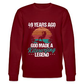 49 Birthday Kitesurf Legend Kiteboard 49 Year Old - Stanley/Stella Unisex Bio-Sweatshirt CHANGER  - Burgunderrot - Vorne - Nik (191cm) & Marisol (170cm)