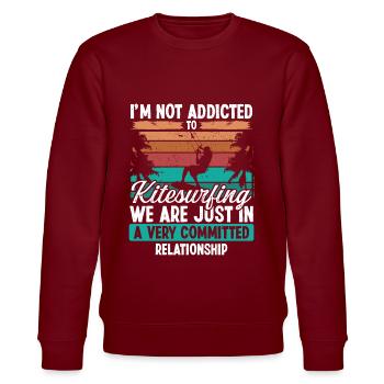 Kiteboarder Committed Relationship Vintage Kite - Stanley/Stella CHANGER Unisex Organic Sweatshirt - burgundy - Front - Nik (191cm) & Marisol (170cm)
