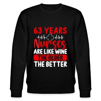 63 Year Old Nurse Appreciation Wine 63 Birthday - Stanley/Stella Unisex Bio-Sweatshirt CHANGER  - Schwarz - Vorne - Nik (191cm) & Marisol (170cm)